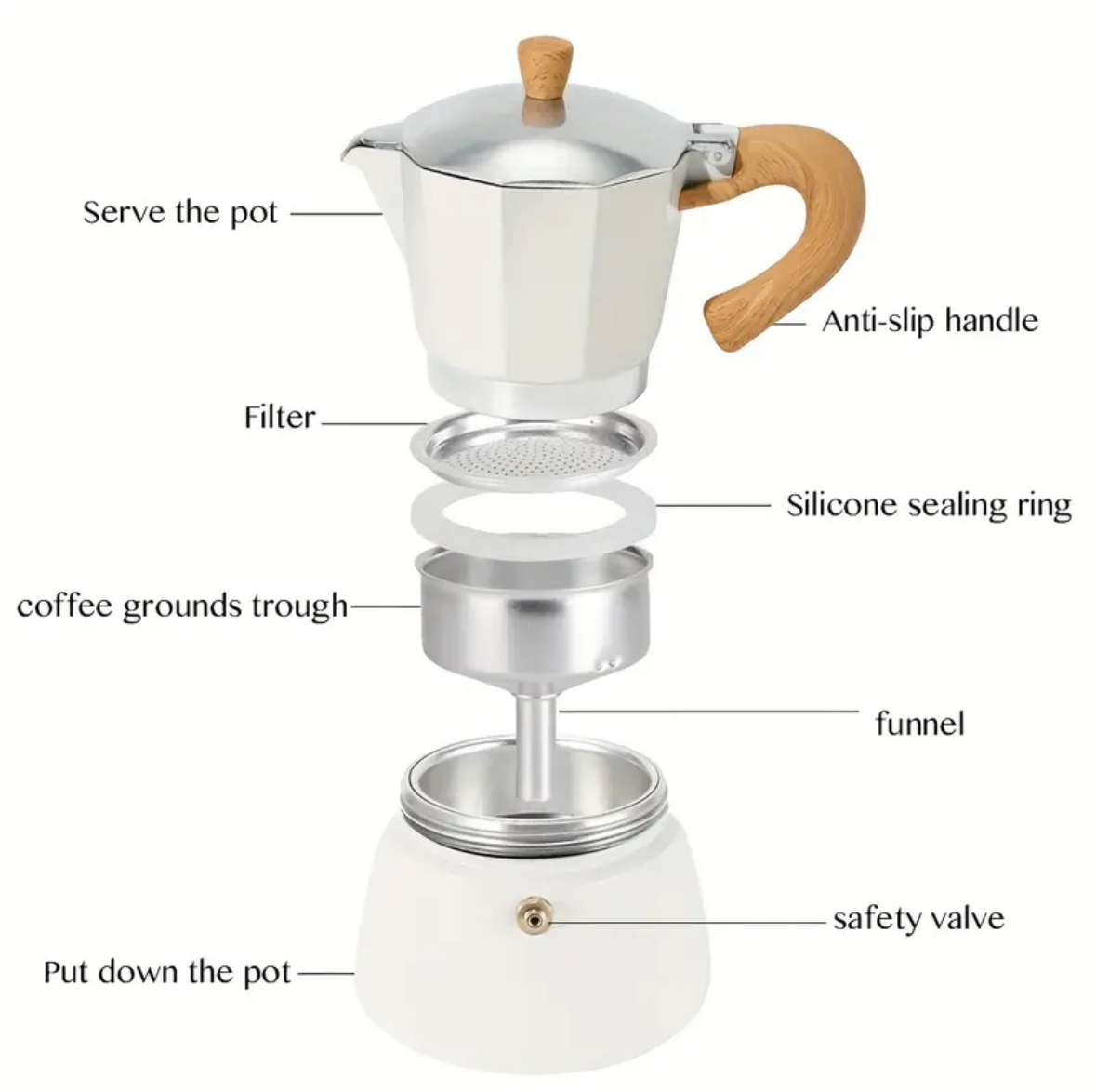 Гейзерная кофеварка MOKA 150мл бежевая